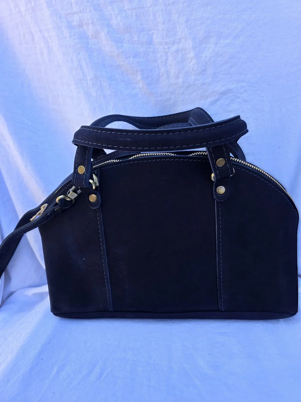 Portland Leather Small Velvet Blue Logan